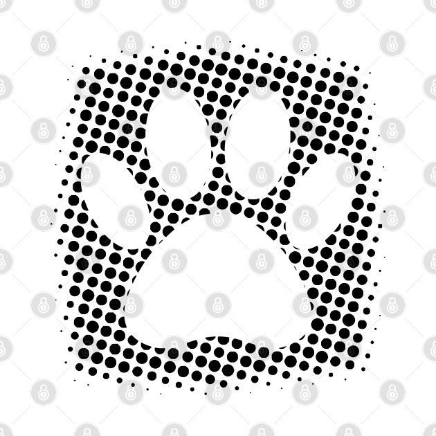 Dog Paw Print With Halftone Background by Braznyc