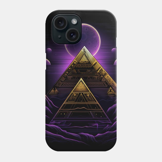 Golden Pyramids Under Purple Moons Phone Case by TooplesArt