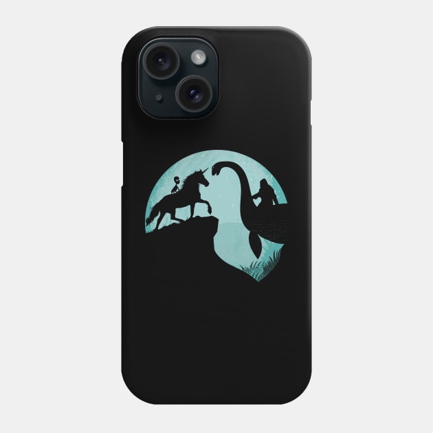 Bigfoot Riding Loch Ness Monster Unicorn Alien Phone Case by Tesszero