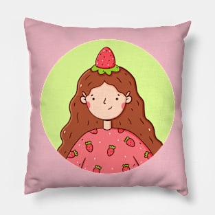 Cute strawberry girl Pillow