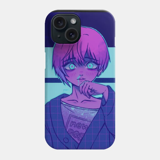 Neon, Anime, Cyan Blood, Pink hair, Digital Painting Phone Case by Dream.Mori