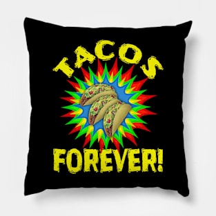 TACOS! Delicious Tacos Forever Text Yellow Pillow