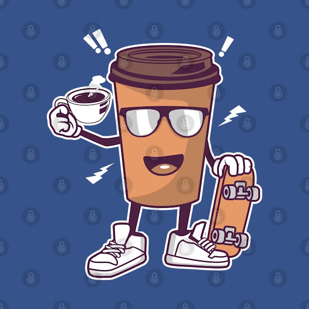 COFFEE AND SKATEBOARD CARTOON by beanbeardy