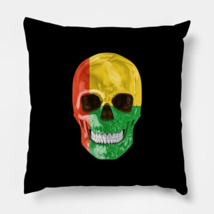 Guinea Bissau Flag Skull - Gift for Bissau Guinean With Roots From Guinea Bissau Pillow