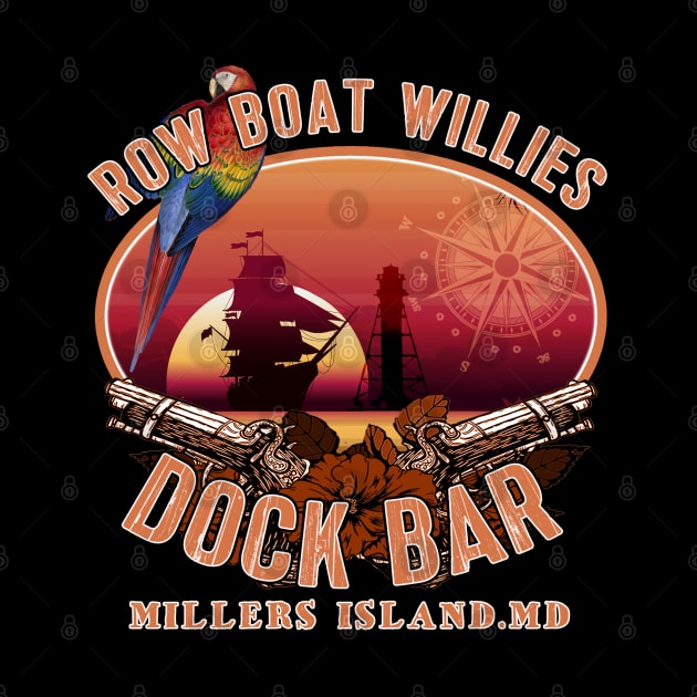 Row Boat Willies Dock Bar Millers Island Maryland by Joaddo