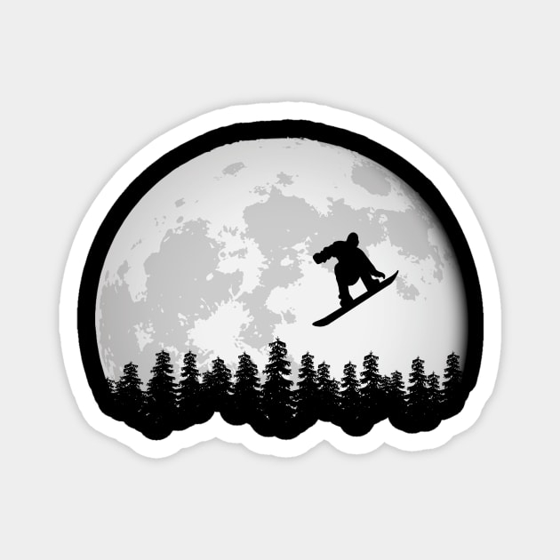 Snowboard Moon Snowboarder Magnet by funkyteesfunny