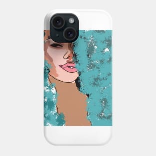 Woman hiding behind tropical leaf Phone Case