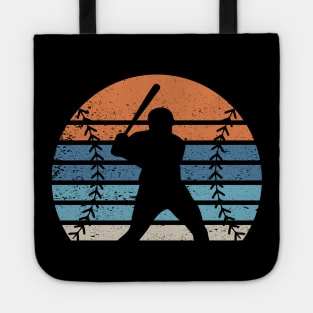 Vintage Retro Baseball Softball Player 70s 80s Style Tote