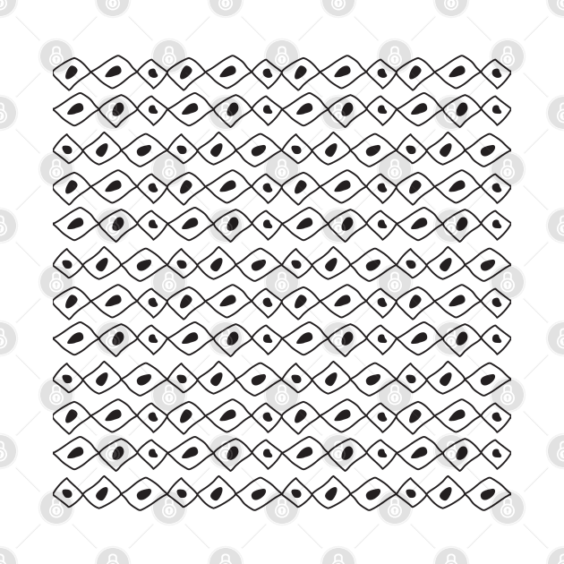 Seamless sketch vector pattern. White vertical twigs lines and zigzags with circles on brown background. by AnaMOMarques