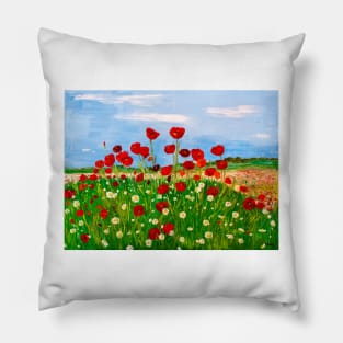 Poppies and daisies Pillow