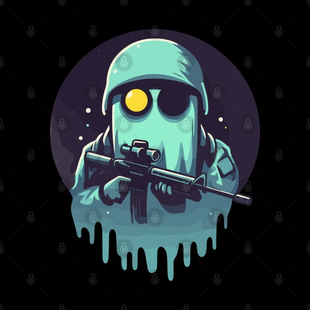 Retro funny ghost soldier by TomFrontierArt