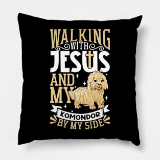 Jesus and dog - Komondor Pillow