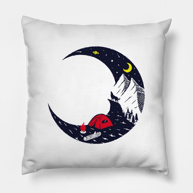 Hiking And Camping Lovers Design, Camping Moon Mountain Art Pillow by Utopia Shop