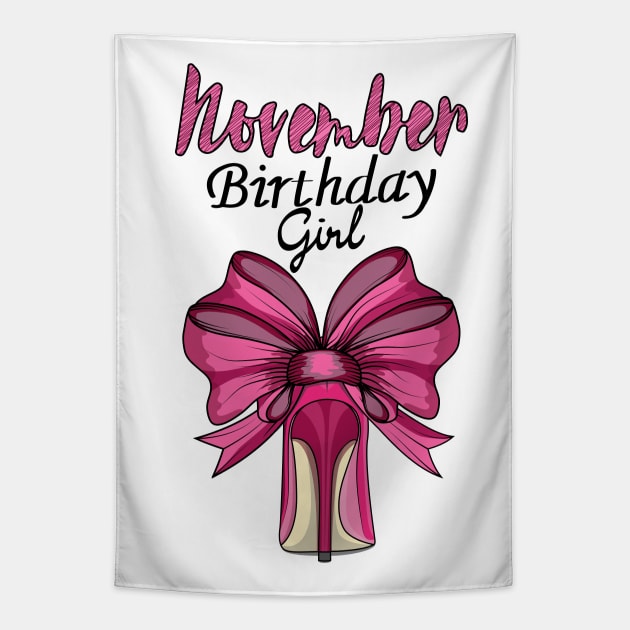 November Birthday Girl Tapestry by Designoholic