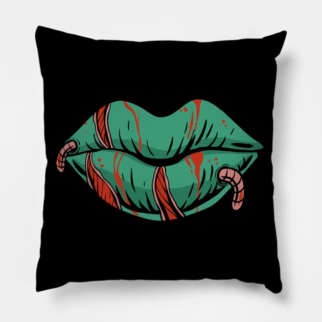 zombie lips Pillow by PlasticGhost