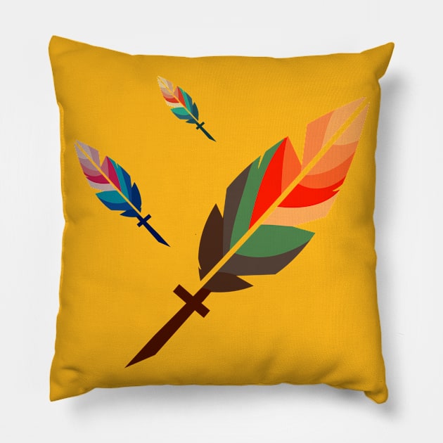 Geometric Feather Pillow by Mako Design 