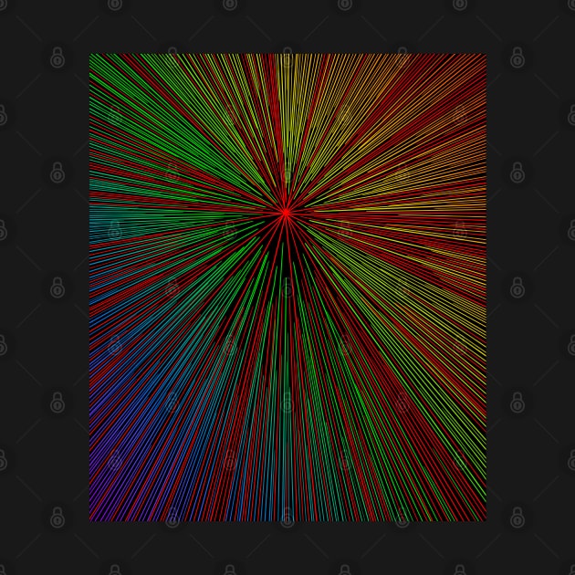 A colorful hyperdrive explosion - rainbow colors with red highlights version by DaveDanchuk