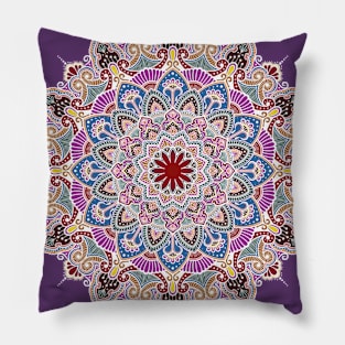 Vintage Mandala White Pillow