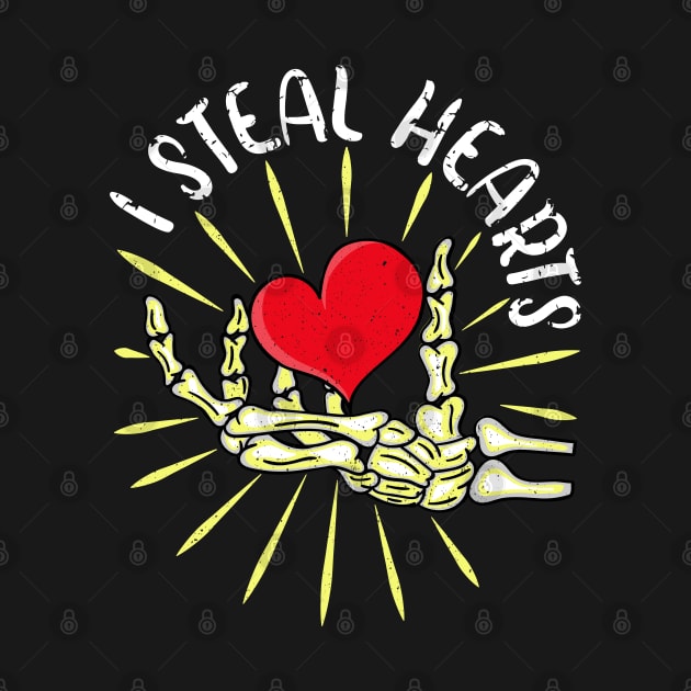 I Steal Hearts Skeleton Hand Valentines Day Funny Pajama by alcoshirts