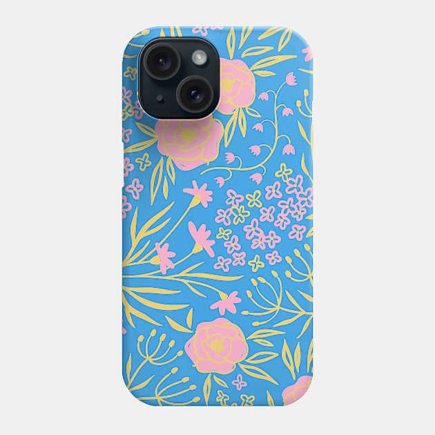 Tranquil Blue Floral Pattern Phone Case by Hypnotic Highs