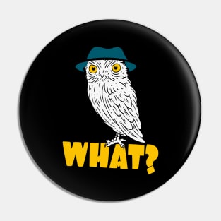 Funny Owl With Hat Hipster Bird Pin