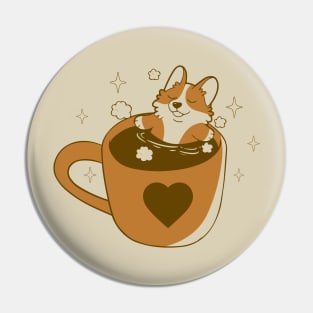 Coffee Corgi Pin