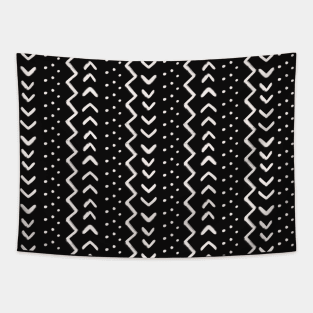 Tribal Fabric Black and White Tapestry