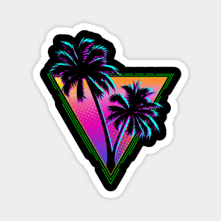 Retro 80s Neon Synth Palm Tree Silhouette Magnet