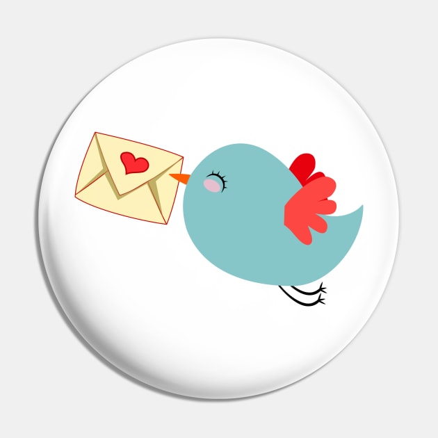 Blue bird with mail heart romantic social media tweet red wings email Pin by BitterBaubles