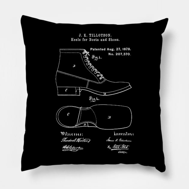 Vintage 'Heels for Boots & Shoes" Patent Art c1878 T-Shirt Pillow by SheckMastaFlex