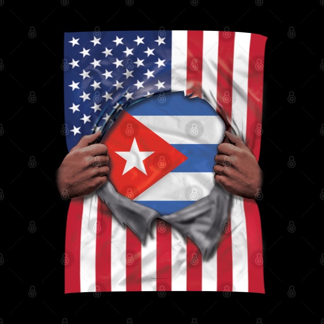 Cuba Flag American Flag Ripped - Gift for Cuban From Cuba by Country Flags