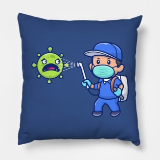 People spray virus cartoon Pillow