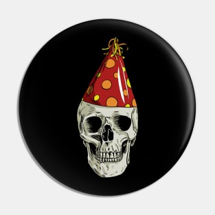 Skull Wearing Party Hat Pin