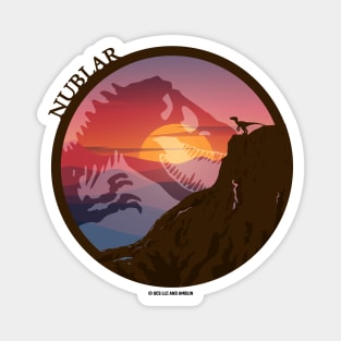 Isla Nublar - Jurassic Tyrannosaurus - Raptor - Sunset Silhouette Magnet