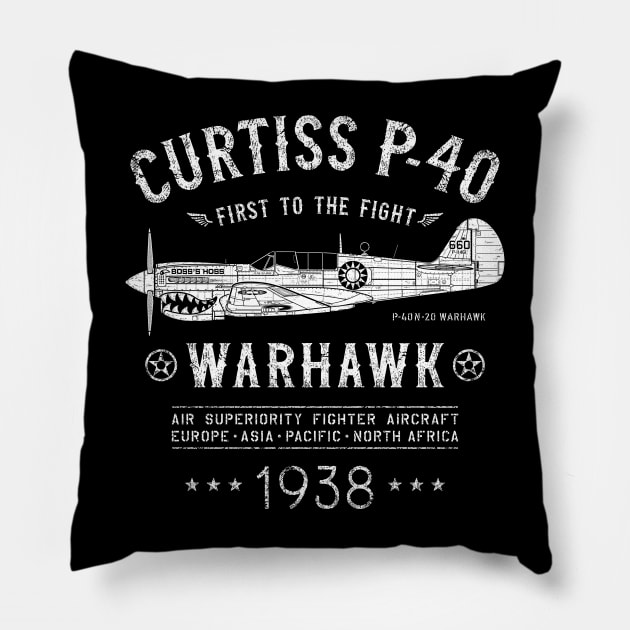 P-40 Warhawk Pillow by 909 Apparel