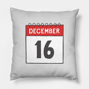 December 16th Daily Calendar Page Illustration Pillow