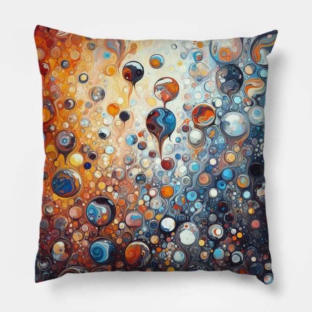 Psychedelic looking abstract illustration of bubbles Pillow by WelshDesigns