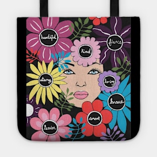 EMPOWERING Women Floral Quotes Tote