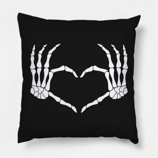 Black and White Skeleton Hands in a Heart-Shape Pillow