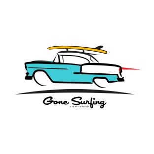1955 Chevy Hardtop Coupe Gone Surfing T-Shirt