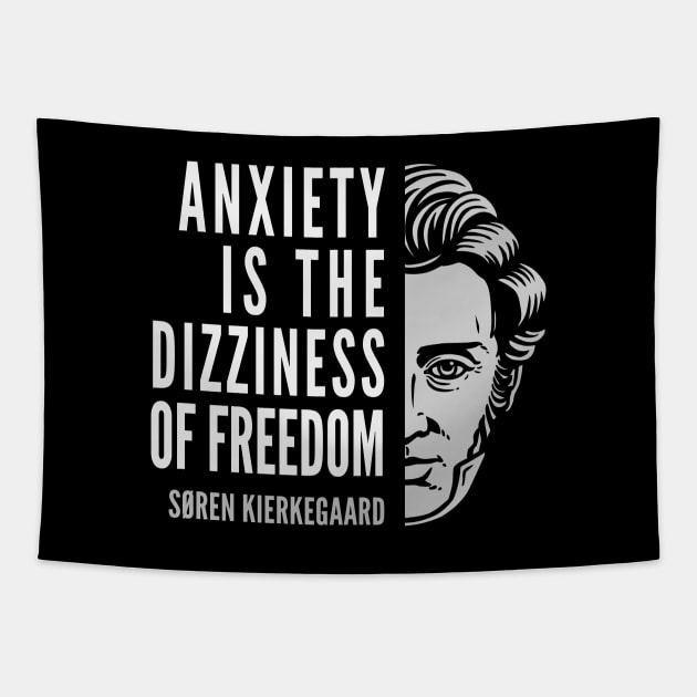 Søren Kierkegaard Inspirational Quote: Anxiety is the Dizziness of Freedom Tapestry by Elvdant