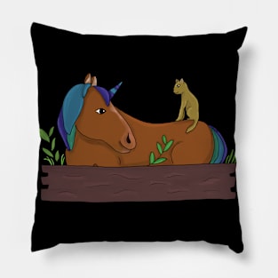 Unicorn and cat Pillow