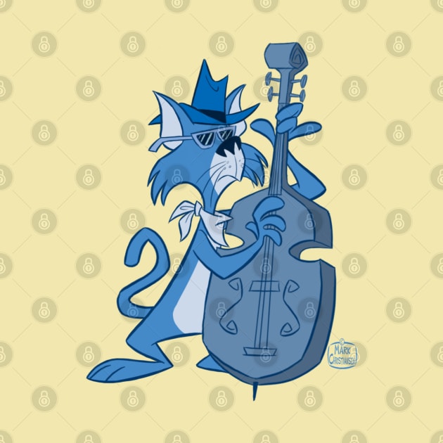 JAZZ CAT PLAYING STRING BASS by markscartoonart62