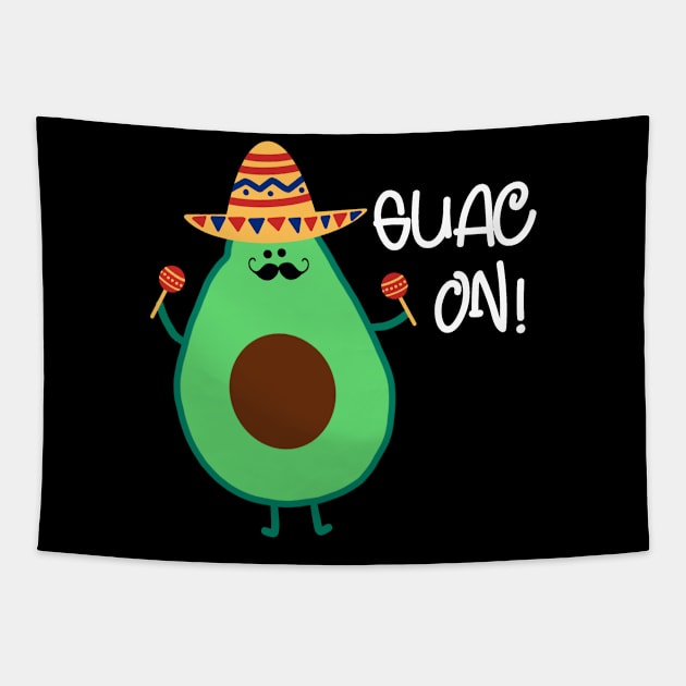 Cinco De Mayo Avocado Guac On Sombrero Tapestry by StacysCellar