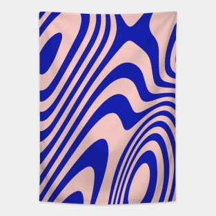 Blue And Pink Zebra Grooves Abstract Pattern Tapestry