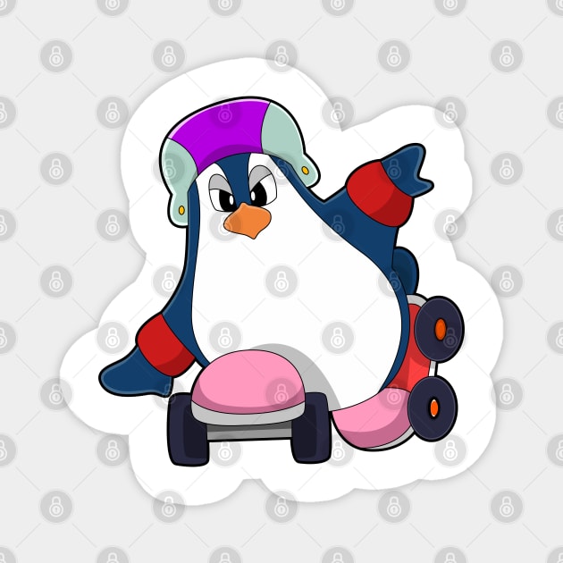 Penguin as Inline Skater with Inline Skates Magnet by Markus Schnabel