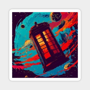 Phone booth in space pattern Magnet