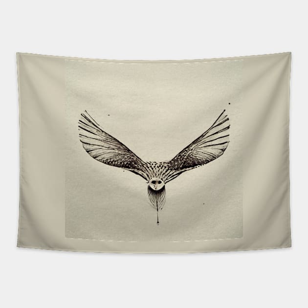 Hovering Kestrel Bird Tapestry by fistikci