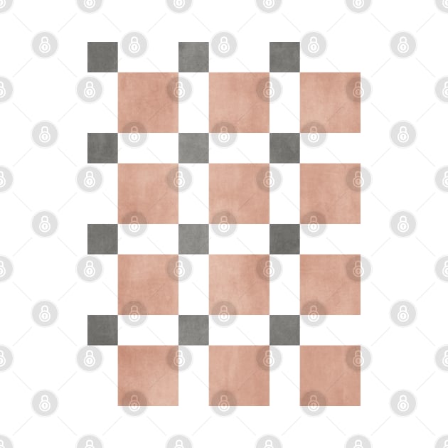 Chequer Pattern Pink Dark Grey by FAROSSTUDIO