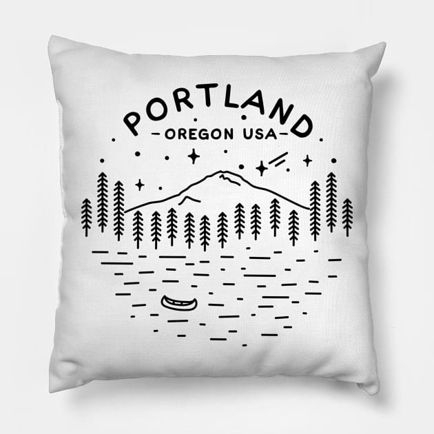 Portland Oregon USA Pillow by Vectographers